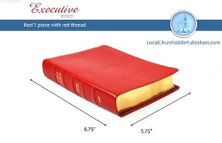 Hand Size Text KJV Bible (Red, 1 Piece Calfskin Leather, Black Letter)
