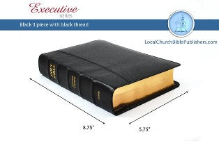 Hand Size Text KJV Bible (Black, 3 Piece Calfskin Leather, Black Letter)