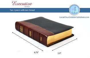 Hand Size Classic KJV Study Bible (Tan/Black, Ironed Calfskin Leather) - Book Heaven - Challenge Press from Local Church Bible Publishers