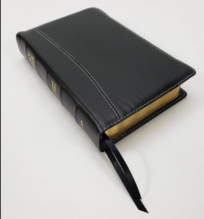 Handsize Classic Study KJV Bible (Black Calfskin Leather, White Thread, Red Letter)